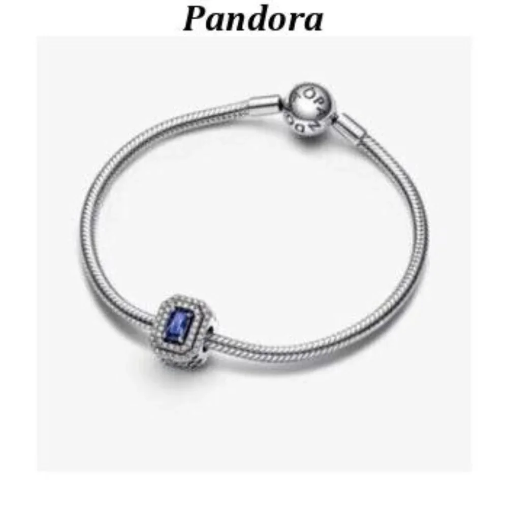 Pandora Blue Sparkling Leveled Rectangular Charm